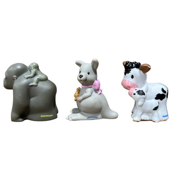 Fisher Price Little People Mama & Babies Vintage Gorilla Kangaroo Cow Lot of 3 - Picture 5 of 9